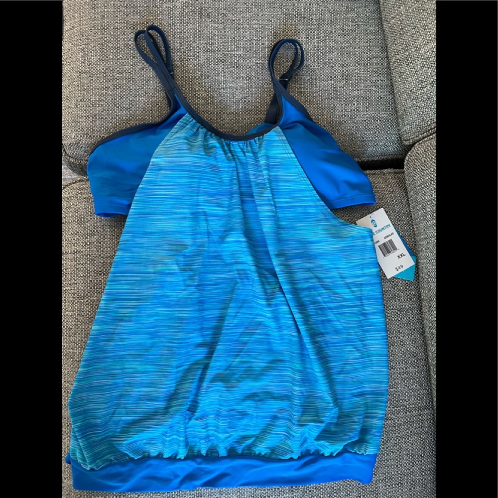 NWT Free Country Blouson Tankini Top